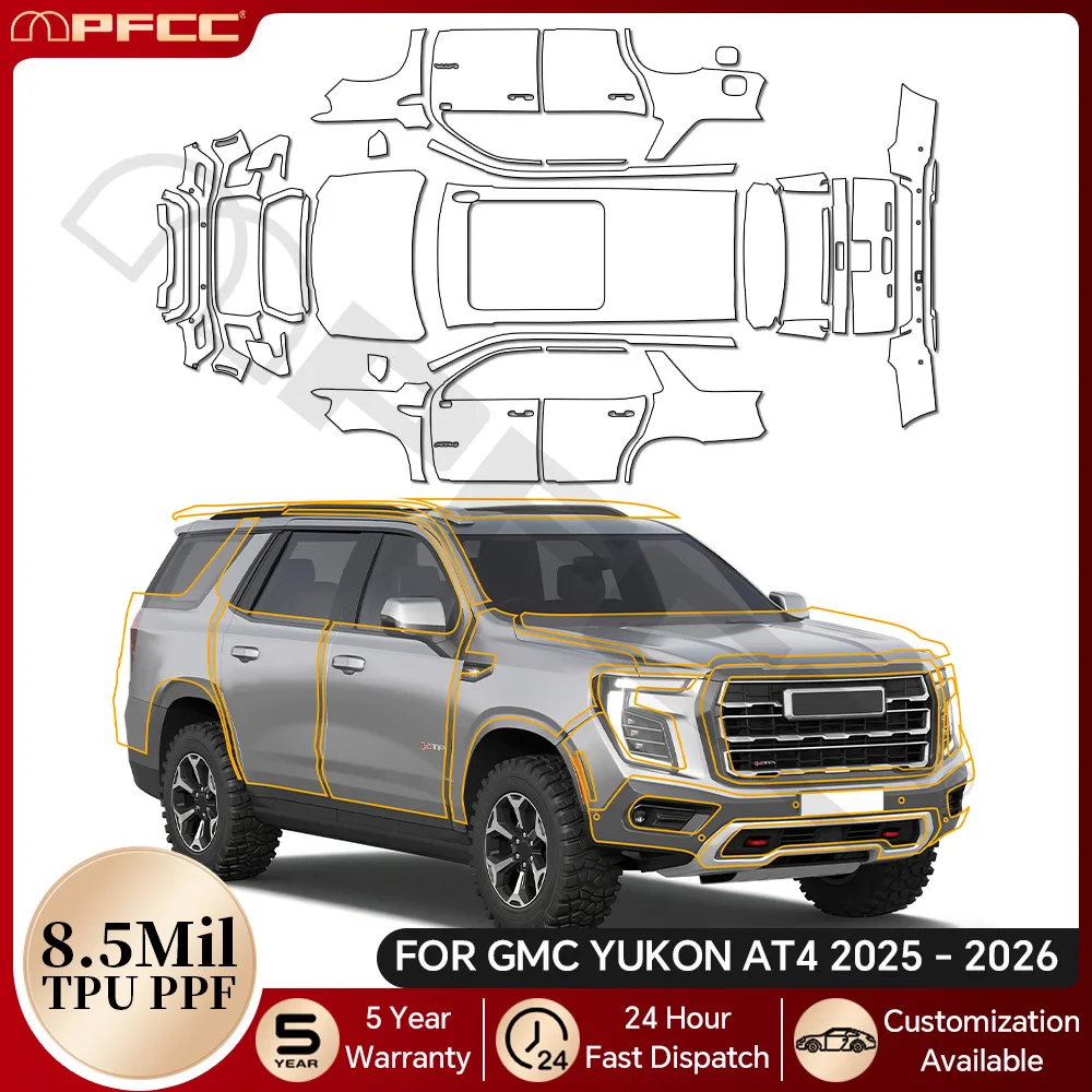 

For GMC YUKON AT4 2025-2026 Pre-cut PPF 8.5Mil TPU Anti-Scratch Paint Protection Film Clear Bra Resistant Repairable Invisible