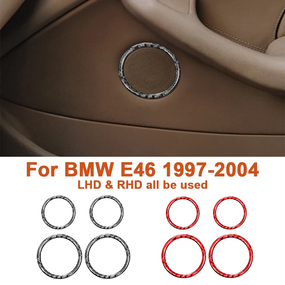 

For BMW 3 Series E46 1997-2004 Modification Accessories Carbon Fiber Interior Car Door Horn Ring Decor Frame Trim Cover Stickers