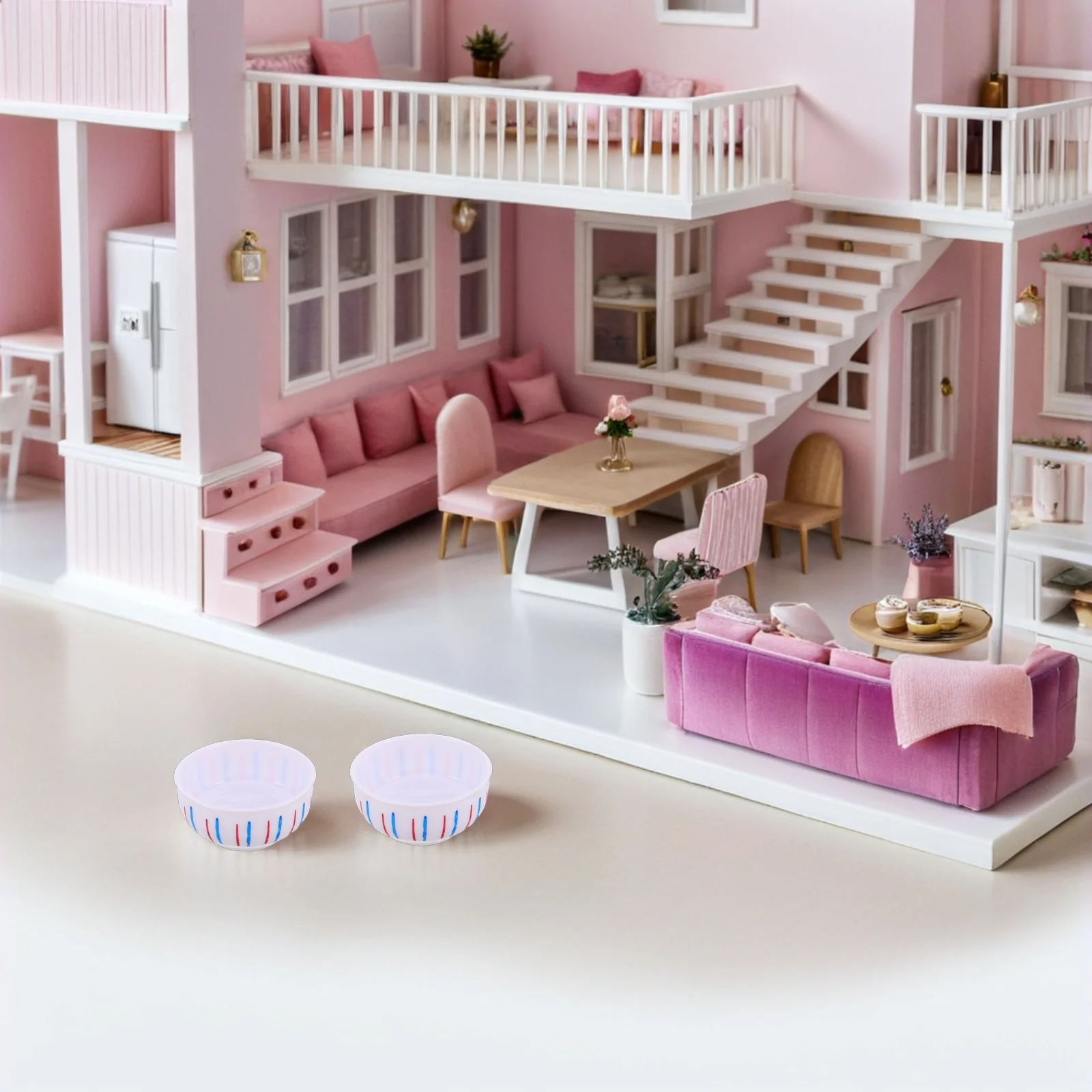 20 stuks miniatuur ramen kommen realistische plastic keuken speelset accessoires voor poppenhuis decoratieve micro decoratie