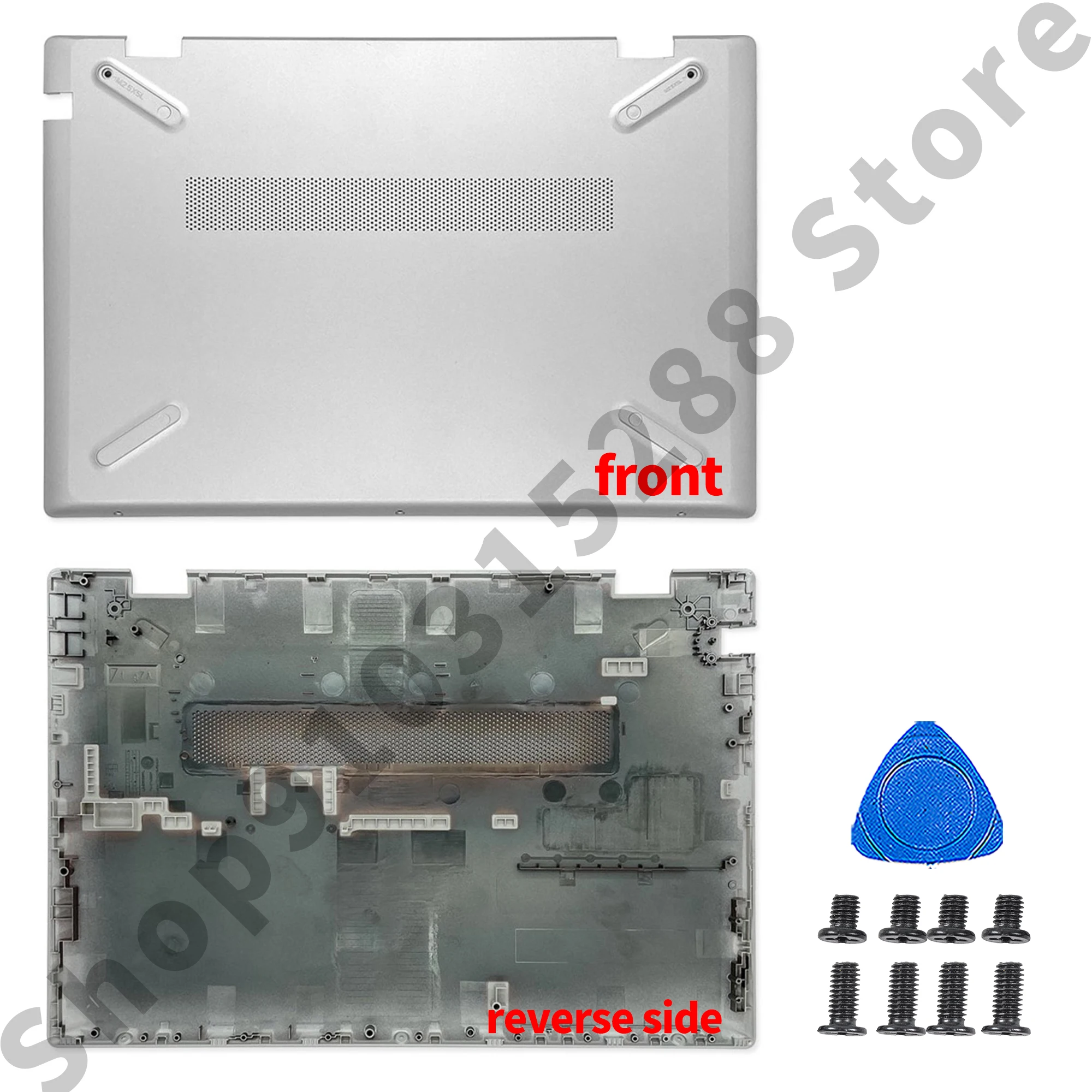 Imagem -06 - Lcd Tampa Traseira para Pavilhão Tampa Traseira Case Dobradiças Moldura Frontal Cinza Peças de Metal Reparação 14-ce Tpn-q207 L19174001 Novo