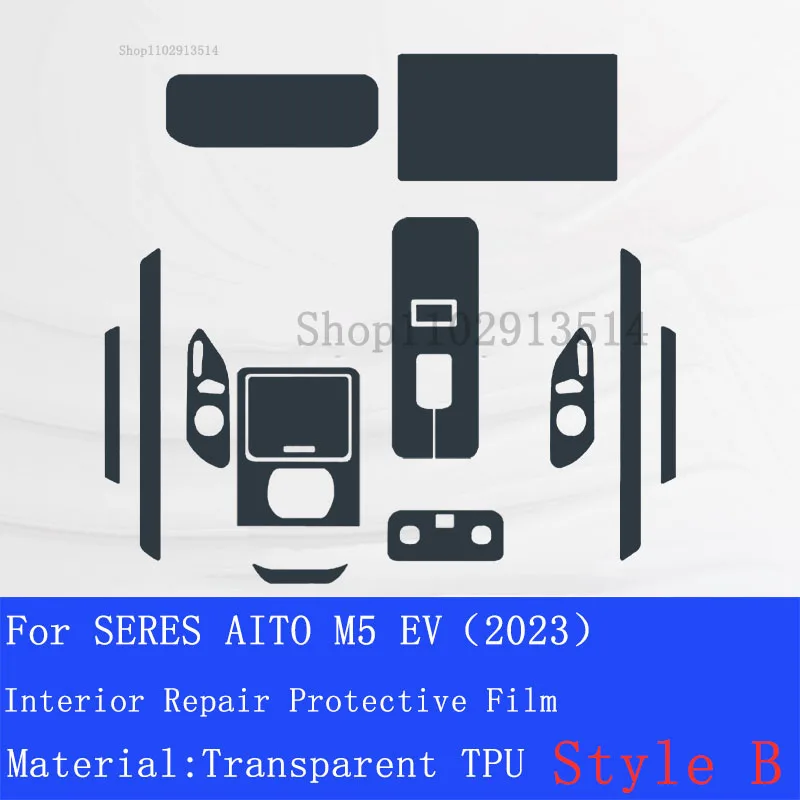 

For SERES AITO M5 EV 2023 TPU Car Interior Gear Dashboard Protective Film Transparent Anti-scratch Sticker Accessories
