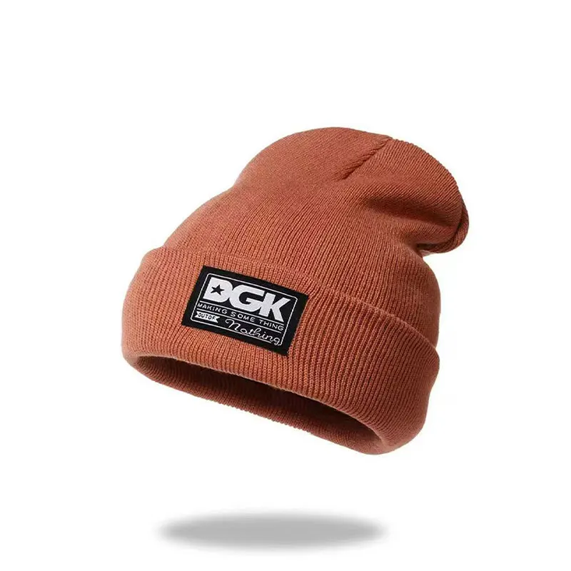 Knitted hat trendy letter pullover cap for men and women, outdoor warm wool hat