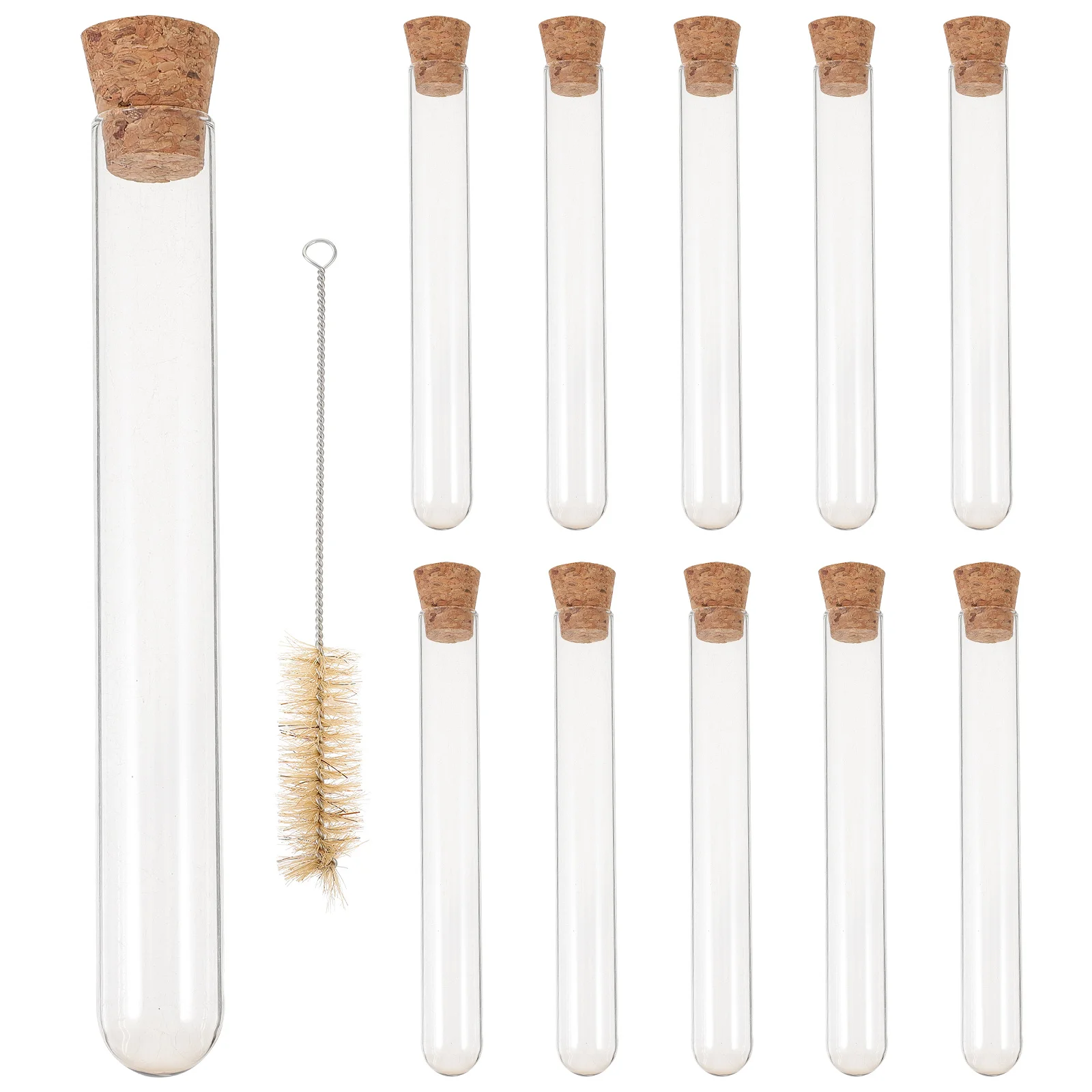 

10Pcs Glass Test Tubes Clear Cork Stoppers Leakproof Compact for Samples Liquid Lotion Travel Chemical
