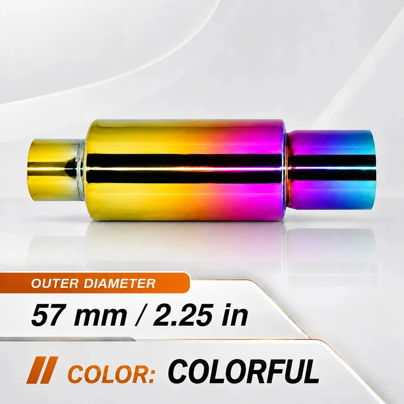 High Quality EPLUS Universal Stainless Steel Straight-Cut Exhaust Tip Resonator Car Motorcycle 51/57mm Inlet
