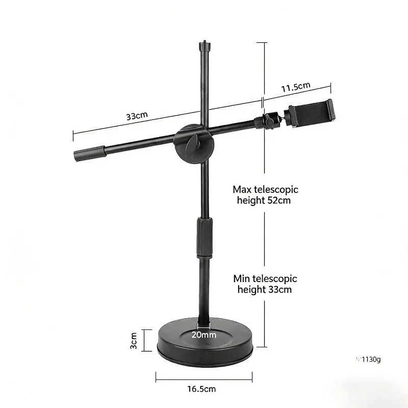 Tripod Table Tabletop Shooting Stand Tripods with Mobile Phone Holder Boom Arm for Smartphones Photography
