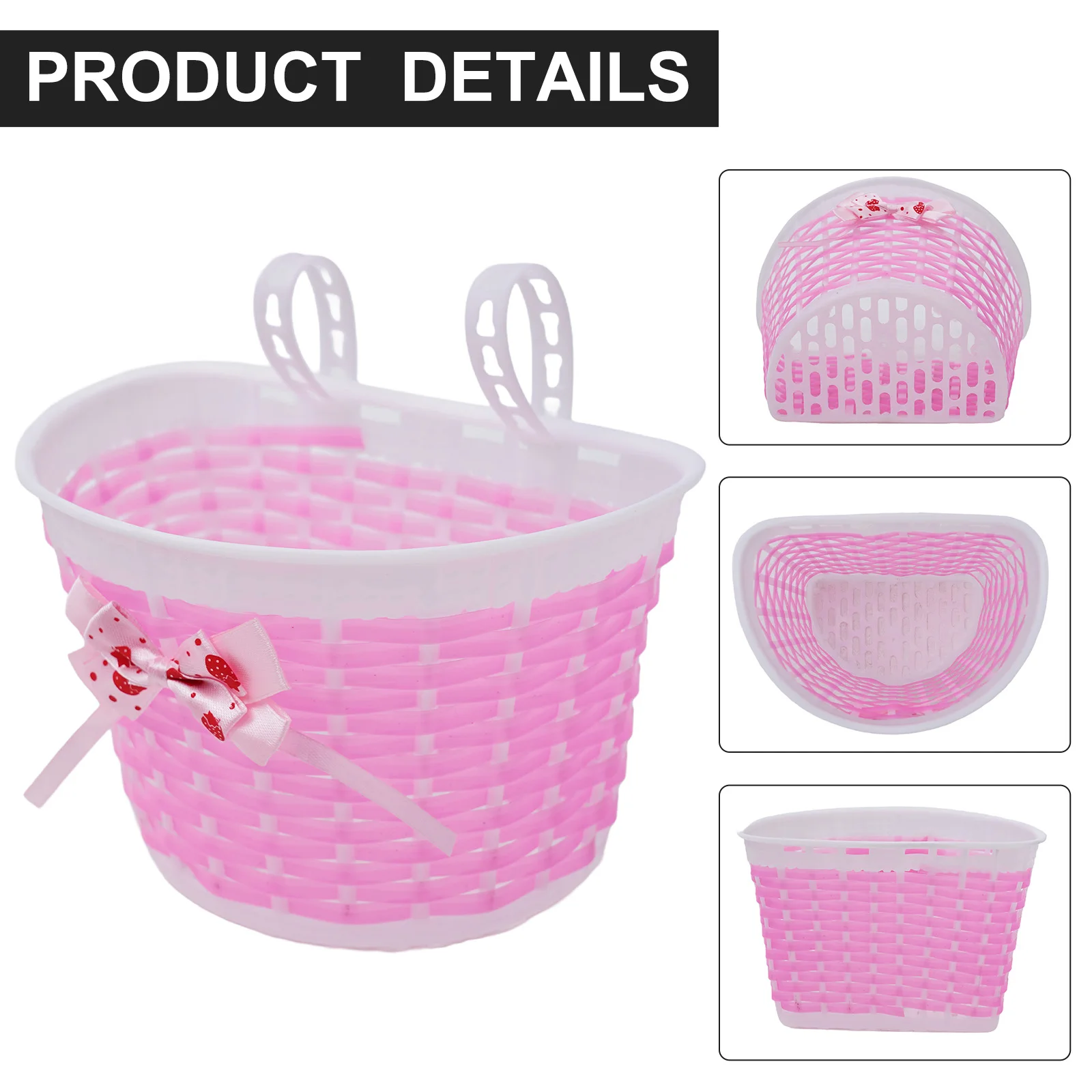 

Kids Children Bicycle Storage Scooter Handle Bar Carrier Bicycle Basket Front Bag Rear Cycling Panniers Bike Bowknot Decor