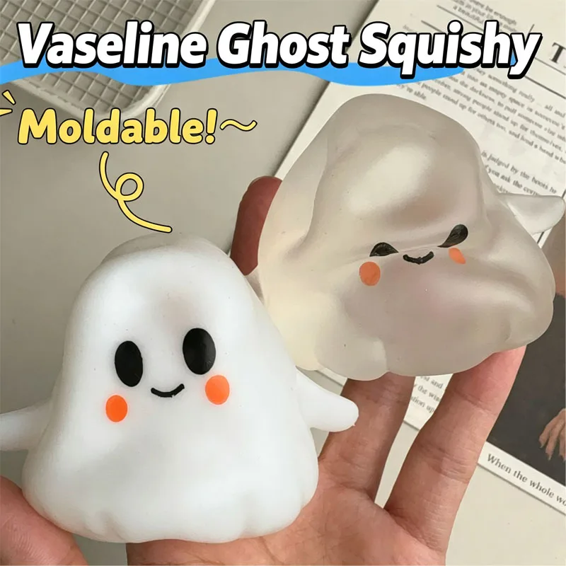 Neue Halloween-Formbare Niedliche Geister- & Dämonen-Quetschbälle, Gefüllt mit Kokosöl & Vaseline, Sensorisches Fidget-Gadget gegen Stress & Anspannung – Detail 1