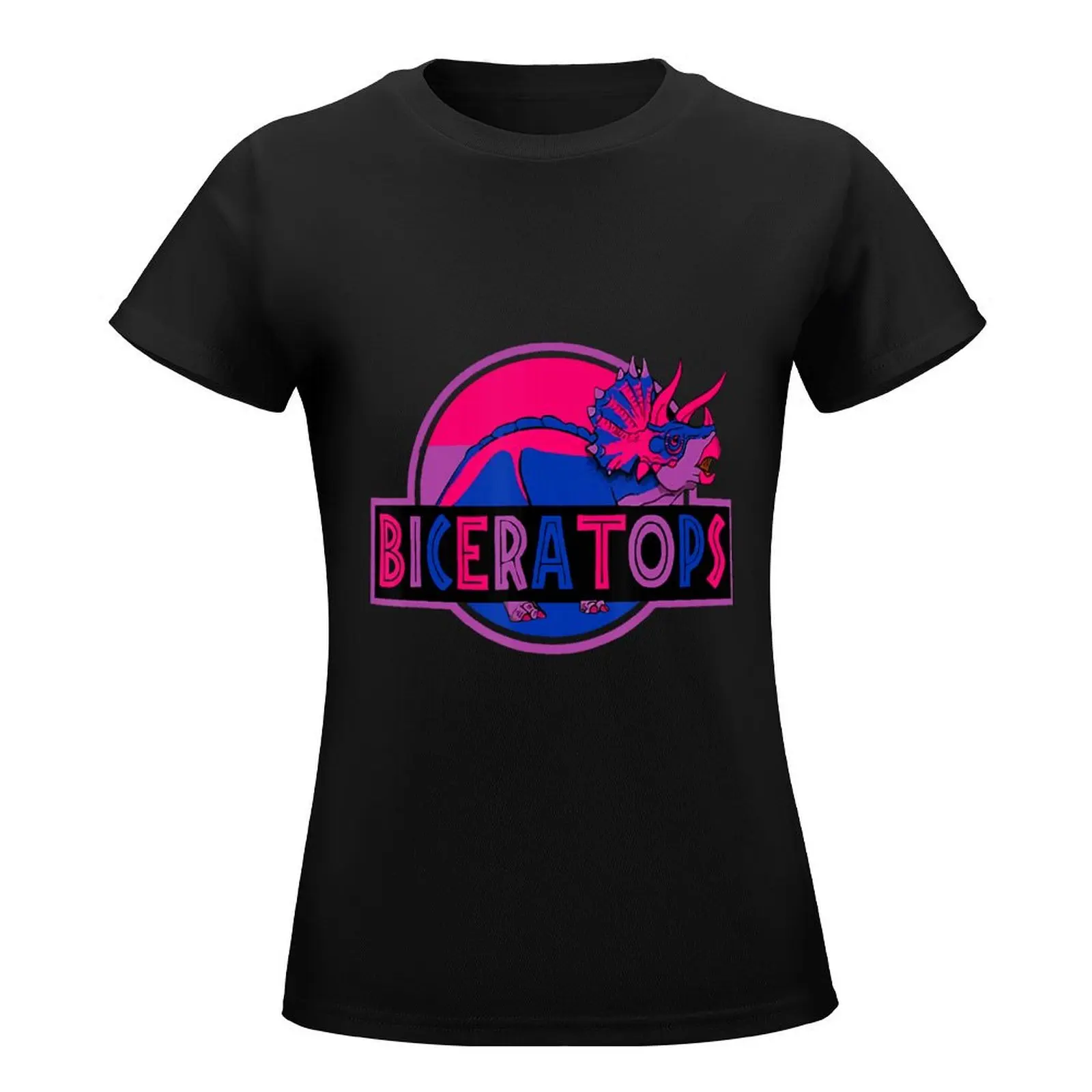 Biceratops Bisexual Ceratops Dinosaur LGBT Pride Month T-Shirt vintage clothes Short sleeve tee funny Women's tops