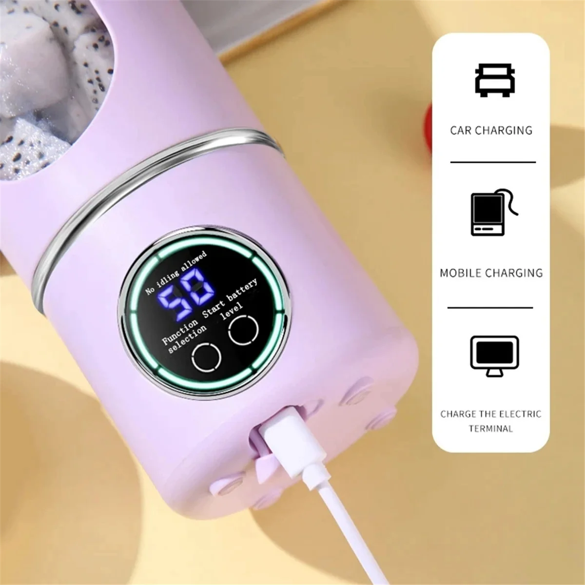 

A35T-Portable Juice Maker Blender for Shakes Smoothies 700ML 12-Blades Fast Mixing 2 in 1 Blender Personal Juicer 7.4V D