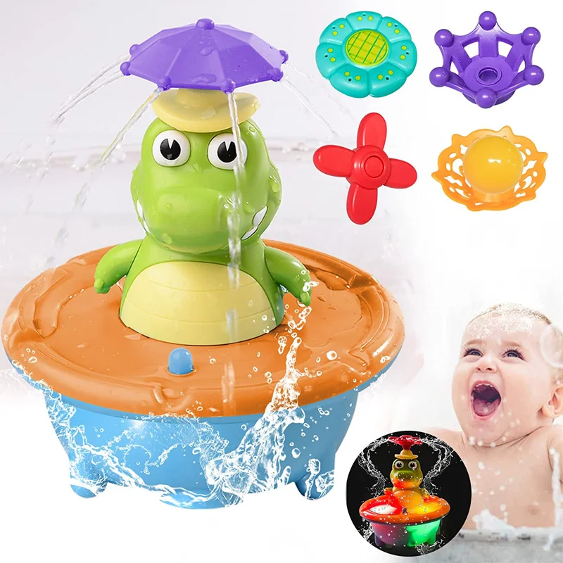 

Fountain Crocodile Baby Bath Toys for Toddlers Spray Water Sprinkler Light Up Electric Automatic Floating Rotating Bathtub Toy