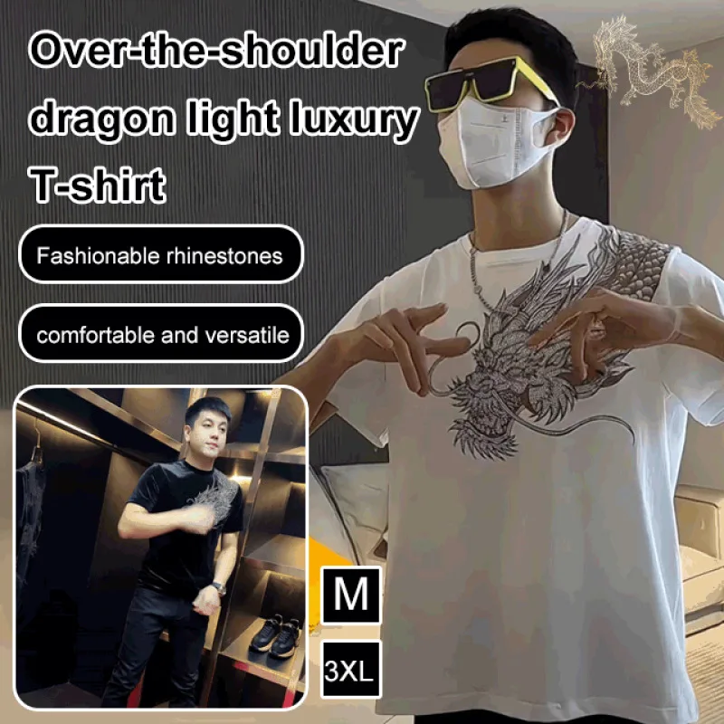 

Men's temperament Slim halfsleeved Tshirt luxury printing round neck short sleeve over shoulder