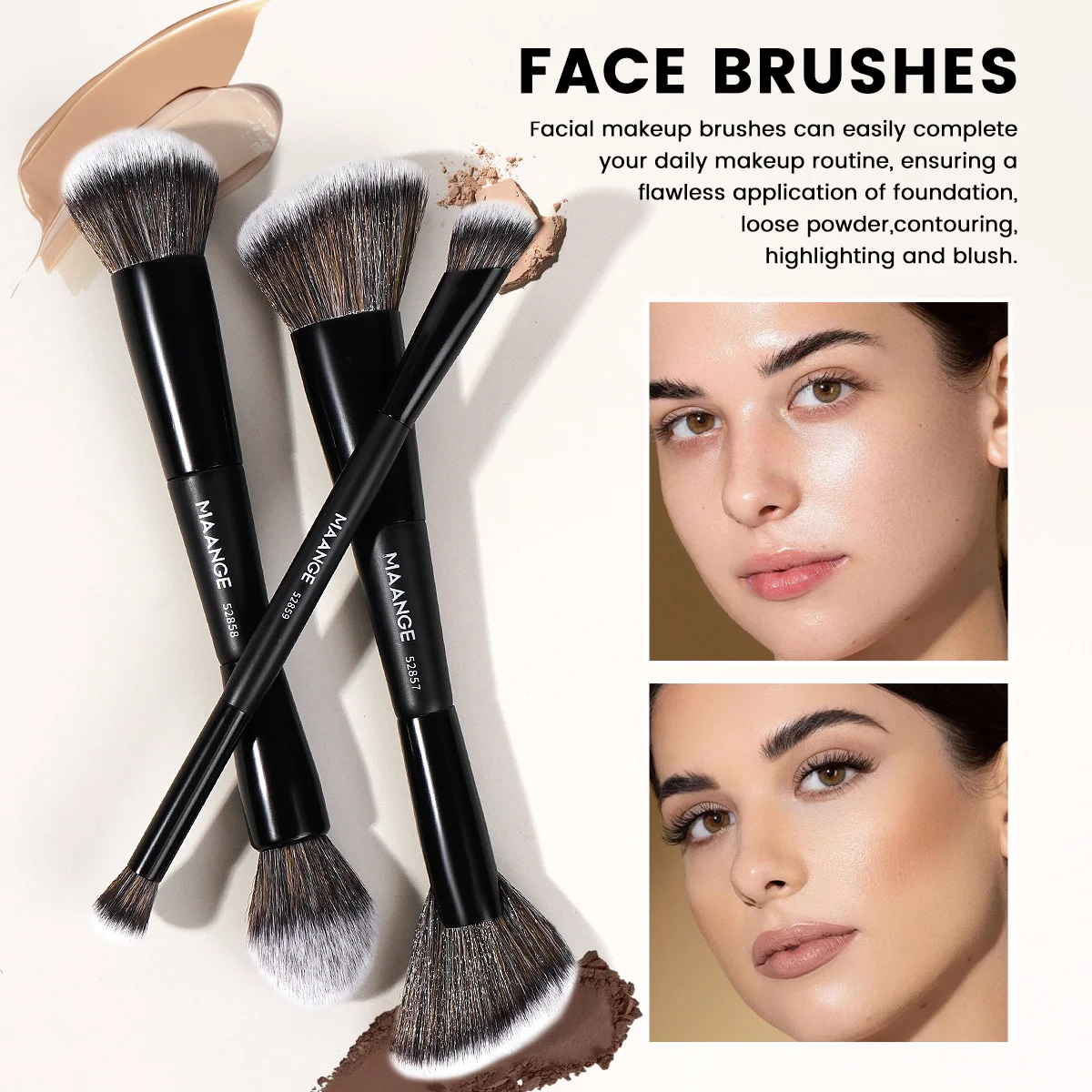 MAANGE 7 個プロフェッショナルデュアルエンドメイクブラシソフト密な髪ファンデーションパウダーブラッシュアイシャドウメイクアップアクセサリーギフト