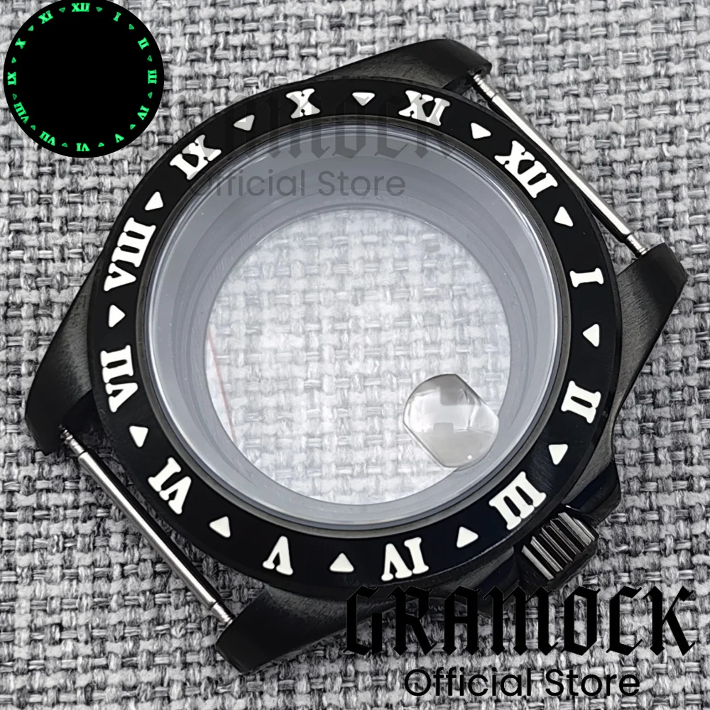 Мужской корпус часов GRAMOCK 40 мм EXP2, римские цифры, фиксированный безель, светящееся сапфировое стекло, подходит для механизма NH34 NH35 NH36 ETA2824 PT5000