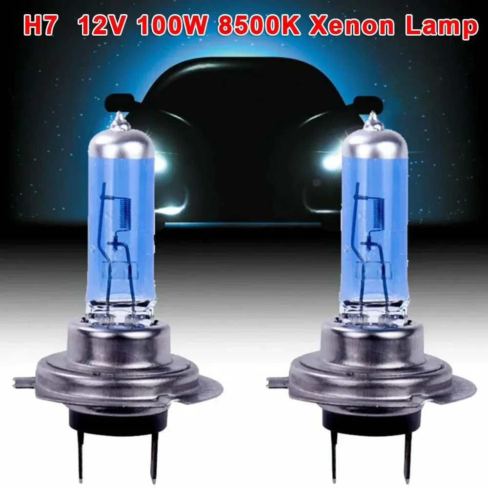 

2pcs High Brightness White 12V H7 100W Xenon Lamp Super Bright Halogen Car Headlight Bulbs Lights Accessories