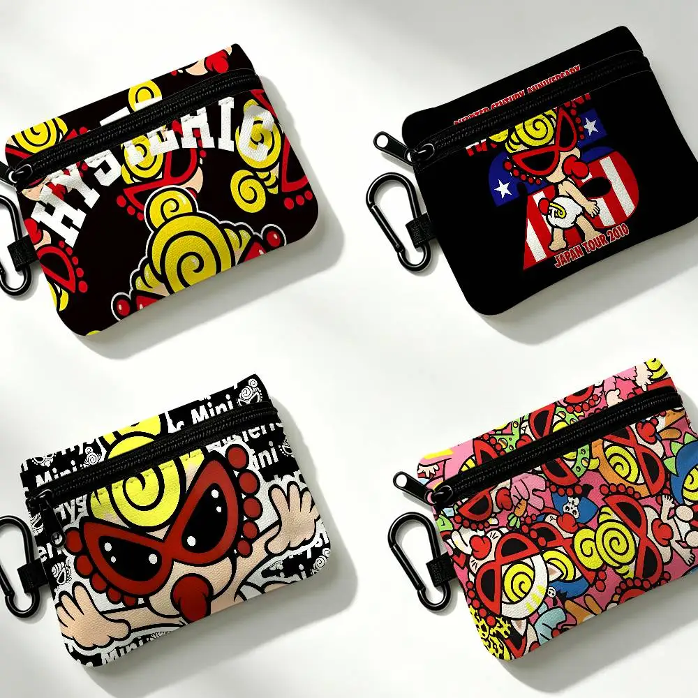 Fashion Brand H-Hysteric M-Mini Luxury Portable Mini Oxford Cloth Coin Purse With Carabiner Hook Zipper Key Card Earphone