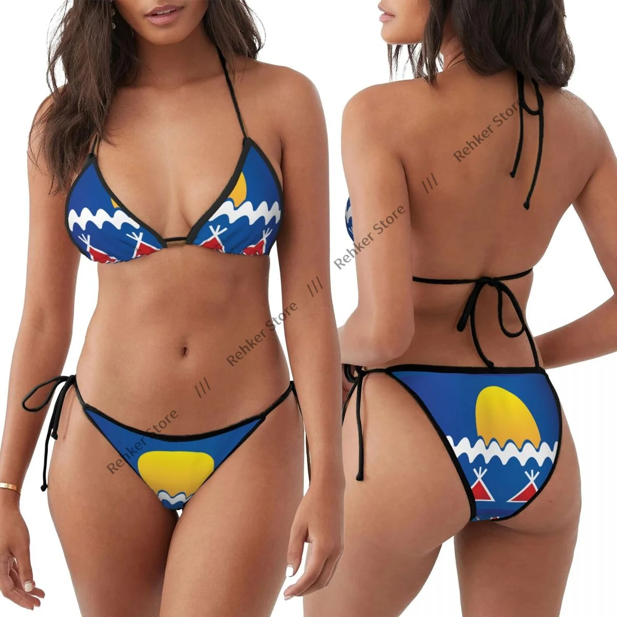 

Sexy Bikini First Nations Tlicho People Flag Swimsuit Women Swimwear Set Bathing Suit Beach Wear
