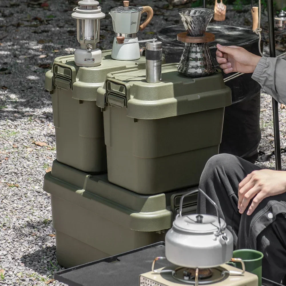 Camping Storage Box 60l Vehicle Use Large Storage Box Outdoor Travel Trunk Large Capacity Storage Organizer Simple Camping Table