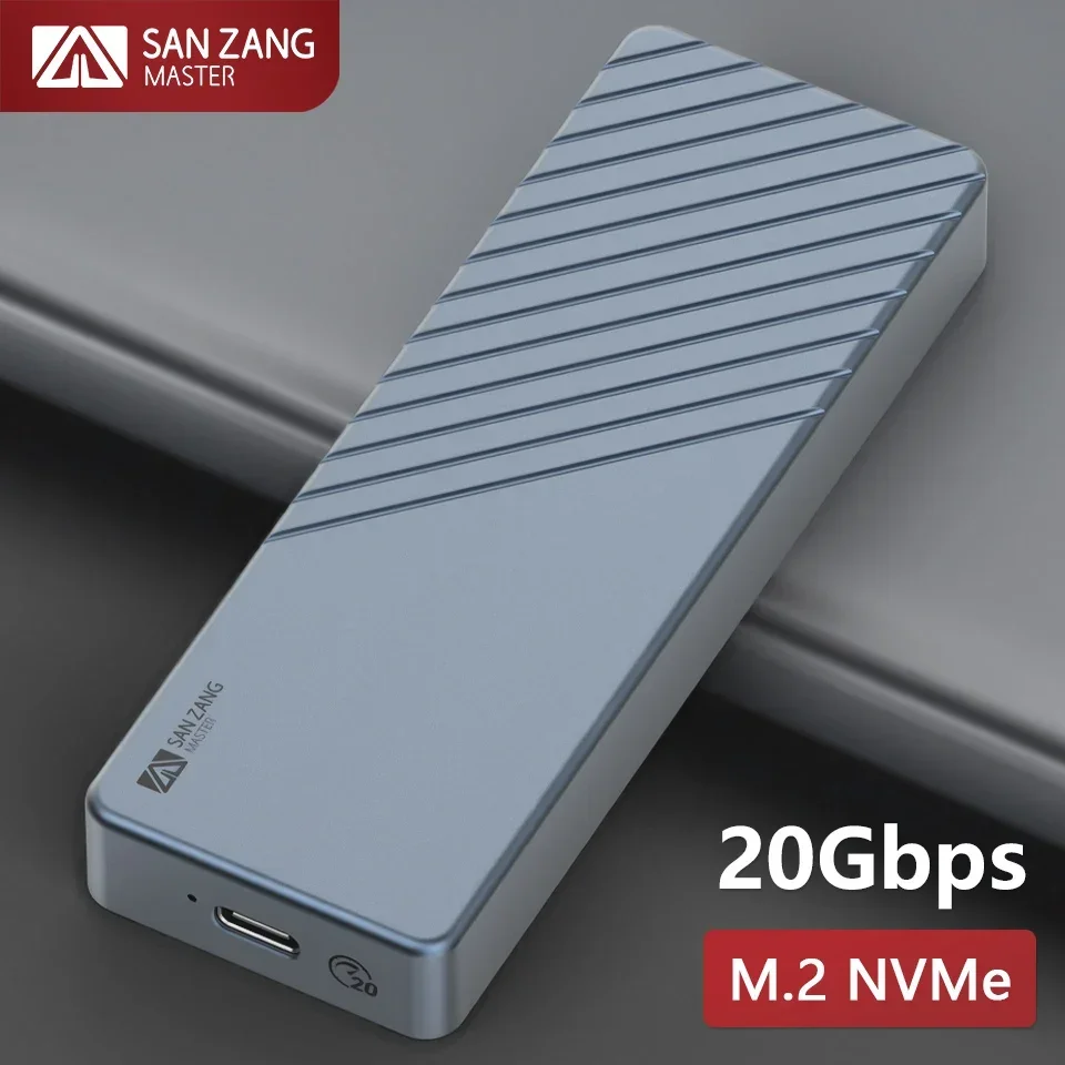 

SANZANG Внешний HD SSD-накопитель 20 Гбит/с M.2 NVMe Корпус USB Type C 3.0 M2 Твердотельный жесткий диск Коробка для хранения данных для ПК Ноутбука
