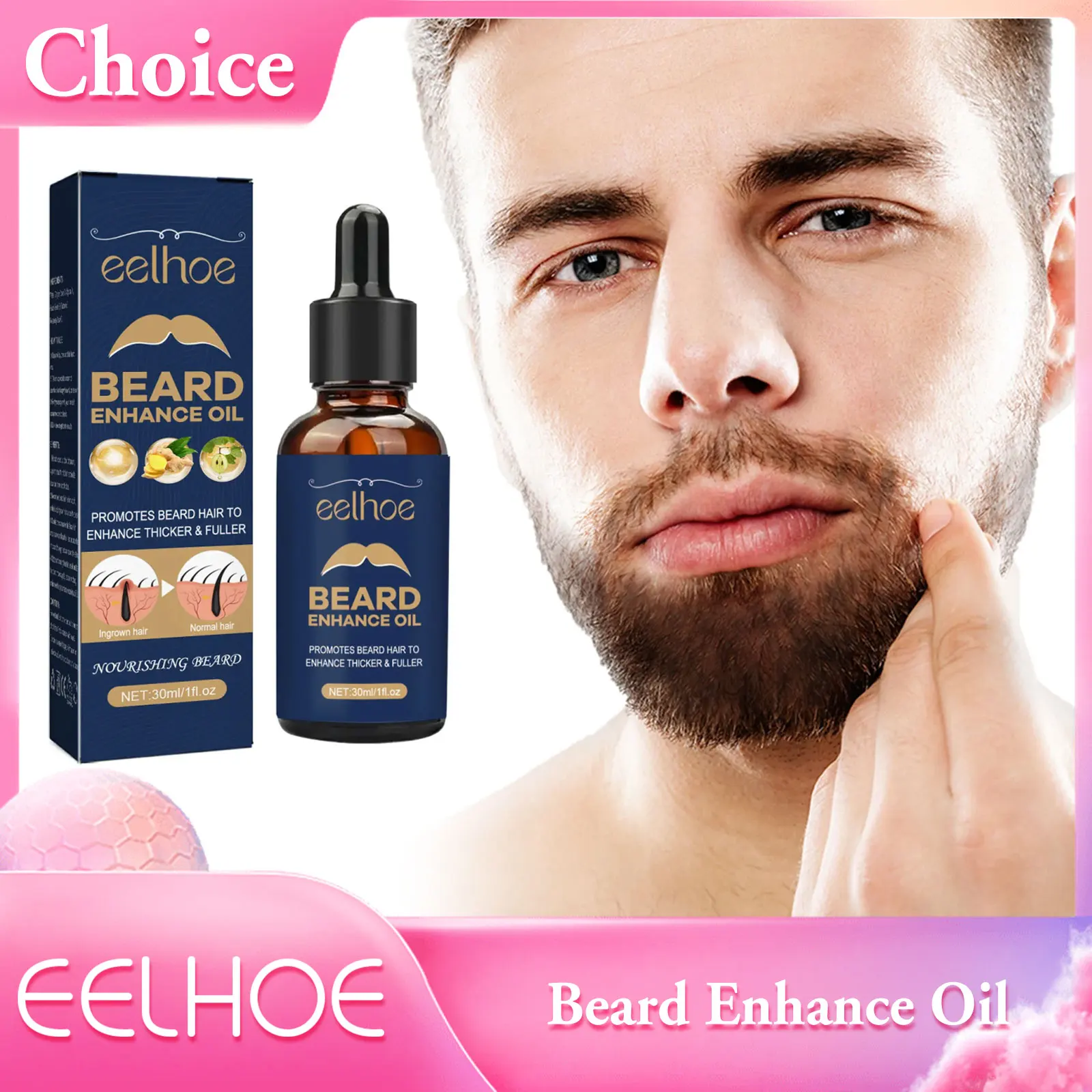 

Men Beard Growth Oil Anti Hair Loss Moisturizing Nourishing Improve Frizz Thinning Thicker Hair Care Enhancer Beard Essence Oil