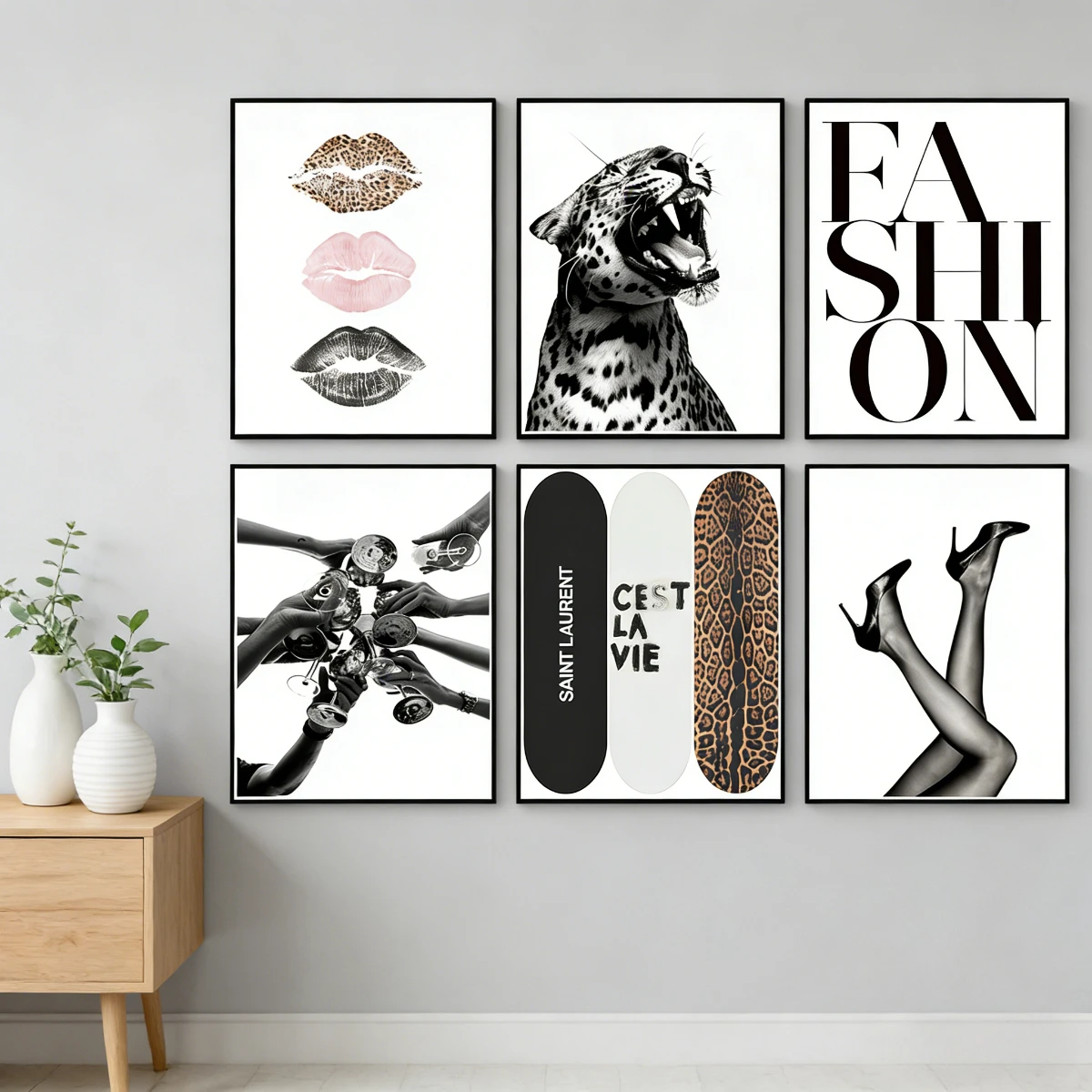 Y2k Chic Modern Minimalism Art Prints Living Room Home Decor Poster Retro Leopard Cheetah Abstract Canvas Print Poster