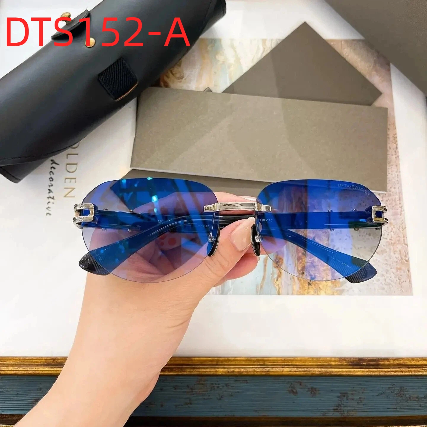 

New DT META-EVO TWO DTS152-A UV400 Driving Anti-Glare Womens Sunglasses Retro Acetate Frame Boundless Men's Sun Glasses With Box
