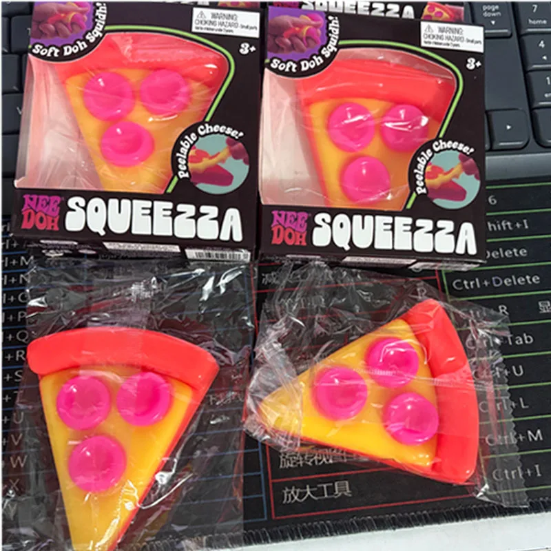 Stressabbau-Spielzeug Needoh Dippin Dazzler Pizza Squishy Geschenkset, Mini Sensorisches Quetschspielzeug, Ideal zur Stresslinderung bei der Arbeit