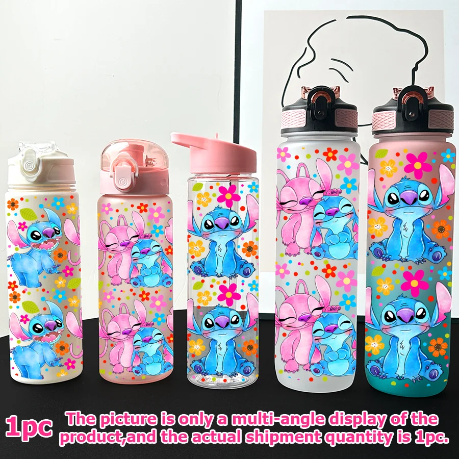 

1Pc Disney,Stitch,Flower Printed 23-32oz Multi-plastic Water Bottle Portable Sports Water Cup Birthday Gift