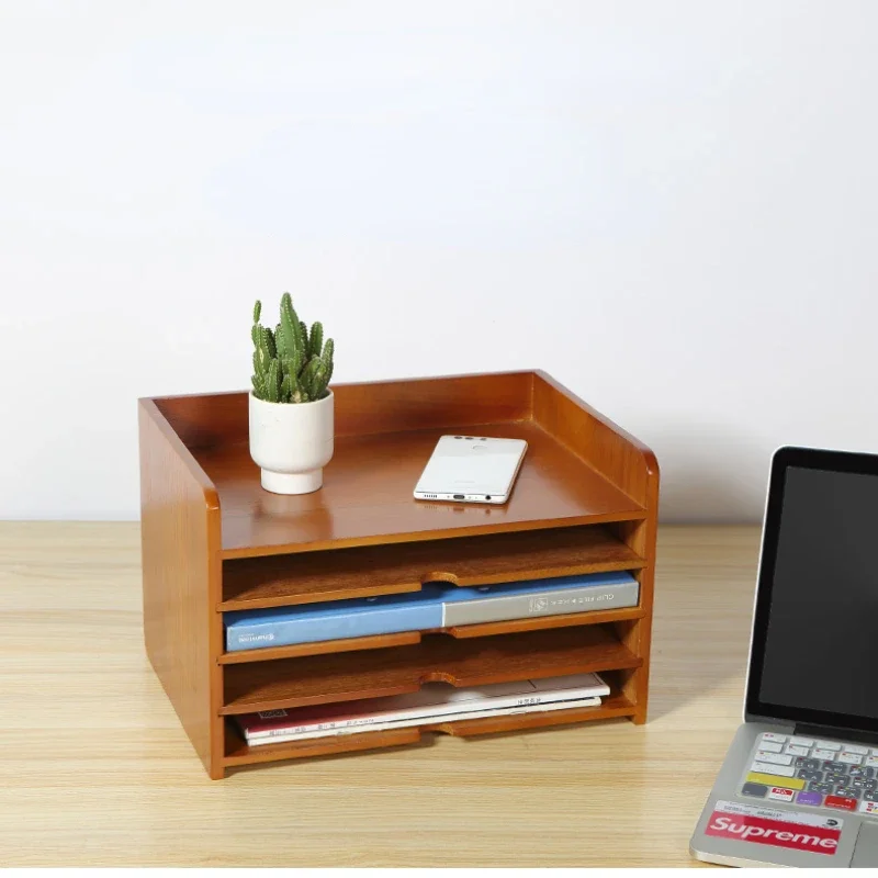 Desktop Organizer Box, Solid Wood Office Multi-Function Storage Shelf for Home, Portable Bluetooth Speaker