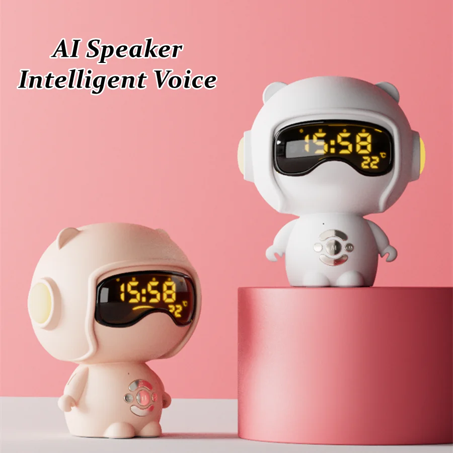 

Smart Intelligent Voice Bluetooth Speaker Night Light Desktop Portable Stereo Speakers With Alarm Clock Support TF/FM Radio