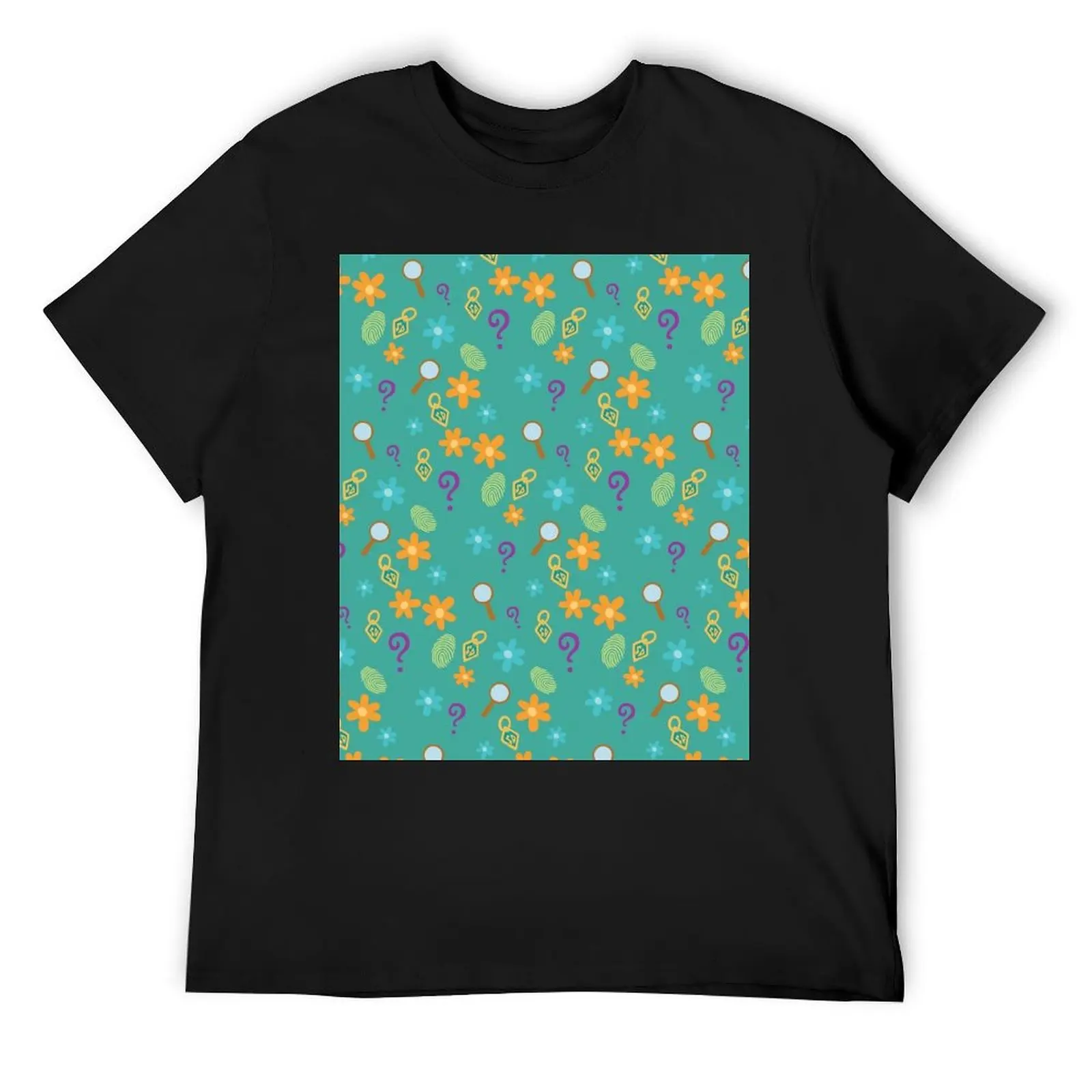 Mystery Inc Pattern (Teal) T-Shirt baggy shirts customizeds shirts graphic man clothes mens graphic t-shirts funny