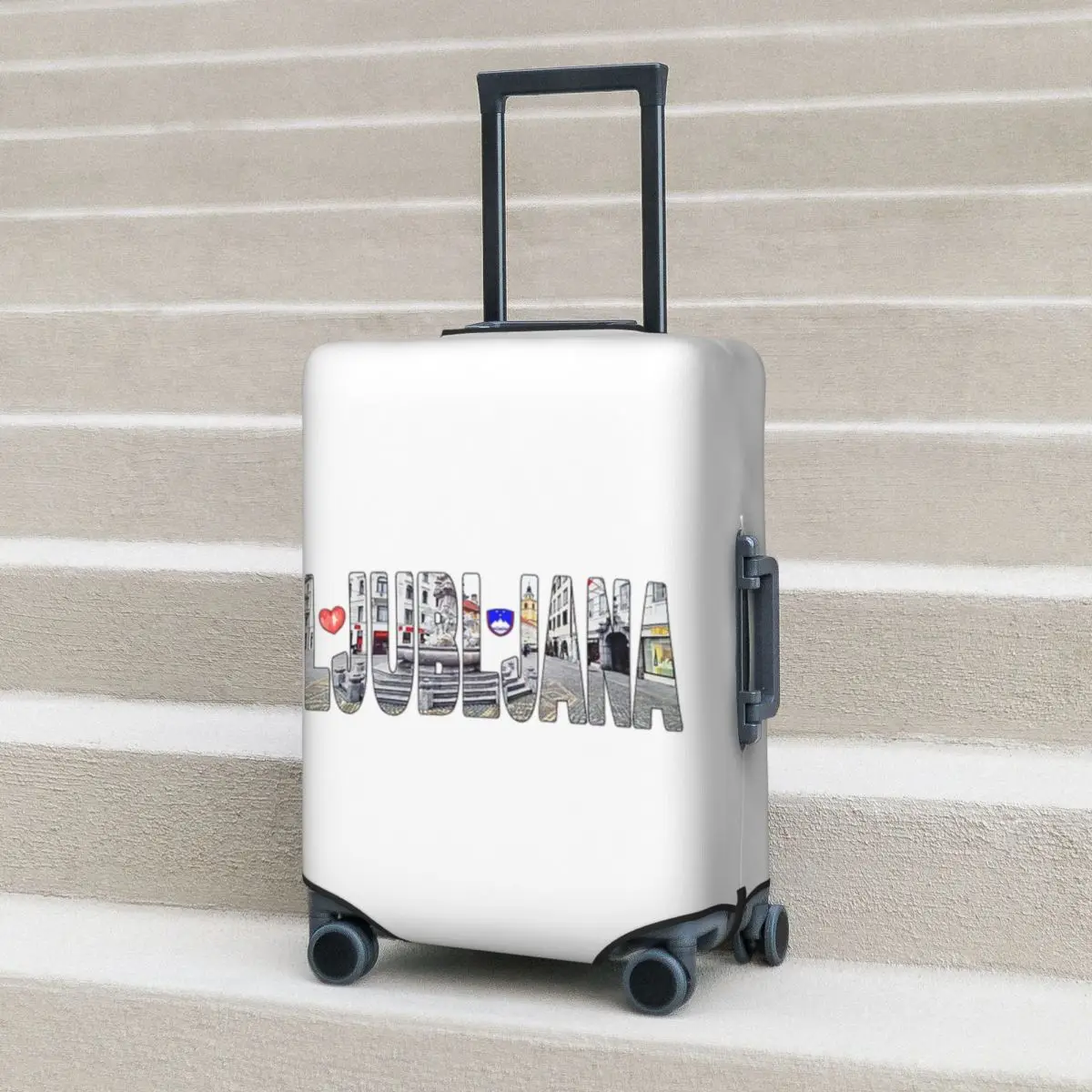 

Ljublijana Robbov Vodnjak Fountain Mestni Trg Plaza Suitcase Cover Protection Elastic Travel Luggage Protector Covers 18-32 Inch