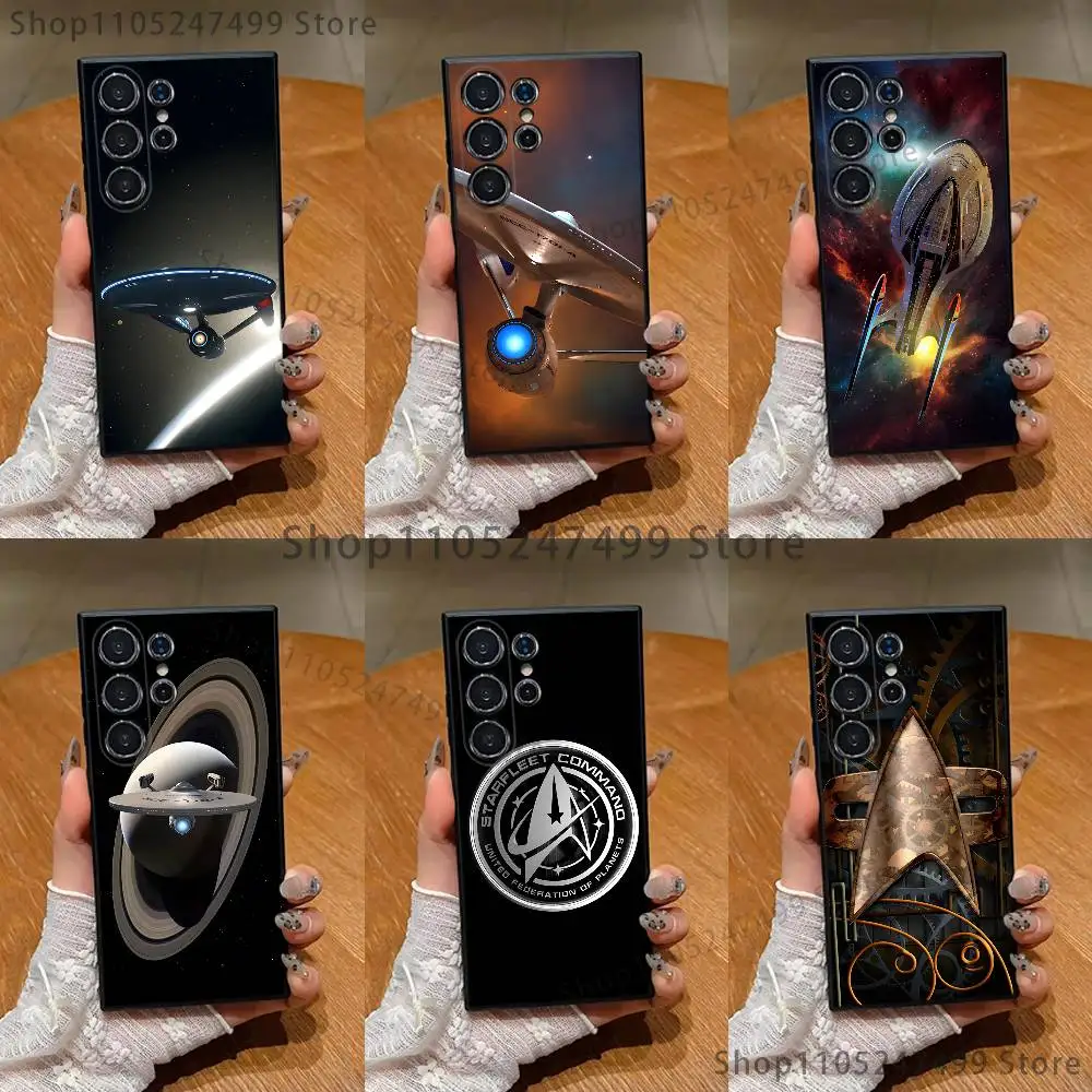 Funda de teléfono S-Star T-Trek Ships para Samsung S25,S24,S21,S22,S23,S30,Ultra,S20,Plus,Fe,Lite,Note,10 carcasa blanda negra