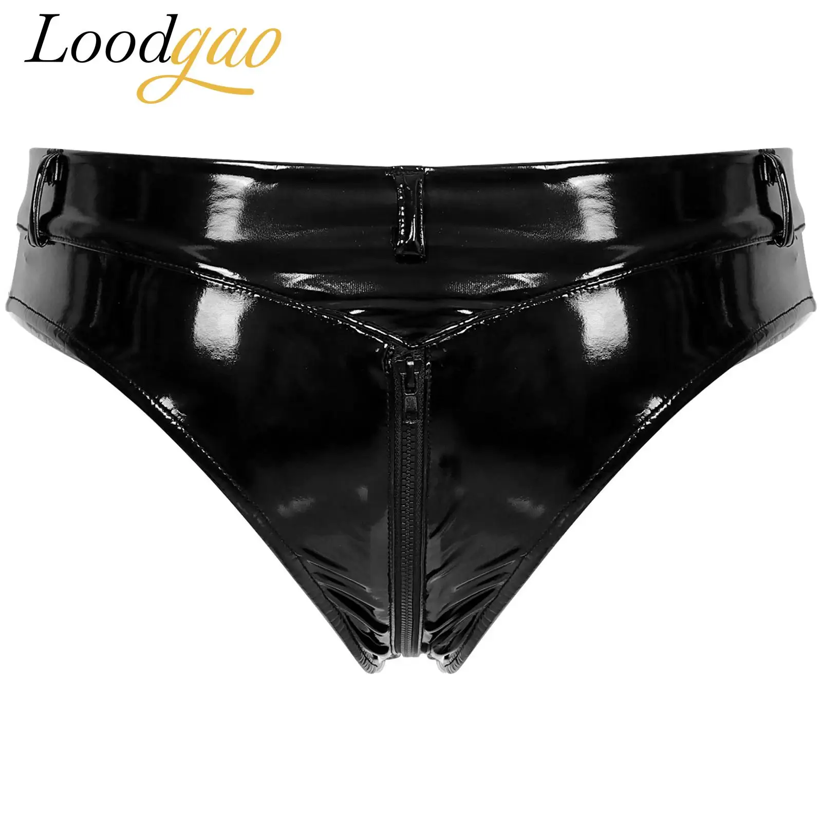 

Горячие брюки, женские трусы из лакированной кожи с мокрым эффектом, трусики с застежкой-молнией и промежностью, трусы с низкой талией, сексуальные трусы для рейв-вечеринки, клубная одежда, нижнее белье