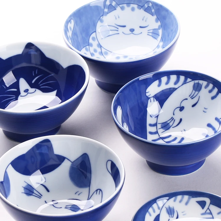 

Cute Cerc Face Rice Bowl High Footed Cup Japanese Sle Kit Pattern Soup Bowl Cartoon Elements Dining Utensils