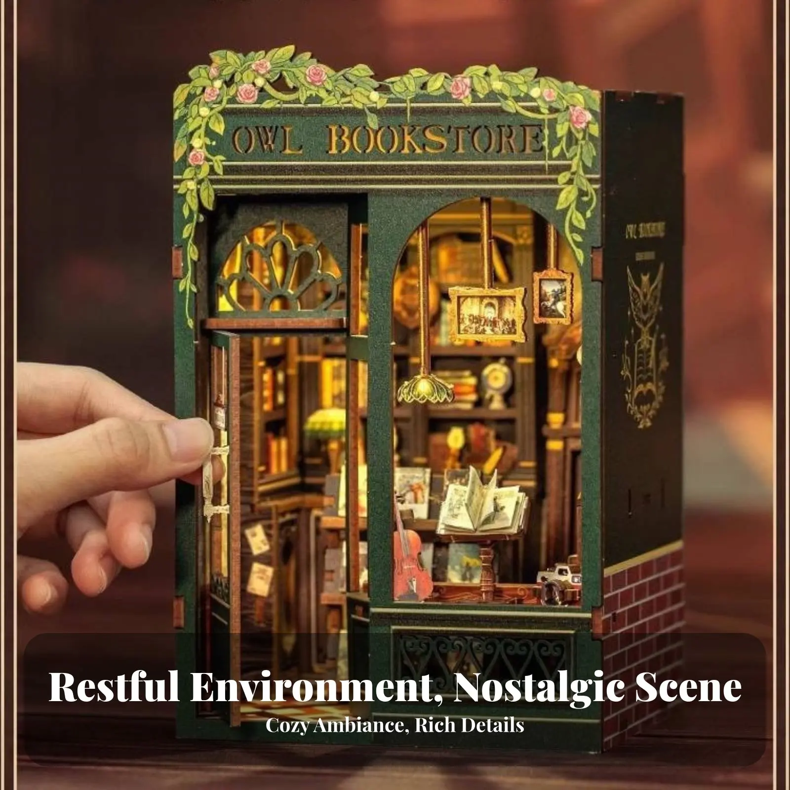 

Набор для создания книжного уголка своими руками: миниатюрная библиотека с подсветкой, устойчивая к повреждениям, из высококачественных деревянных материалов