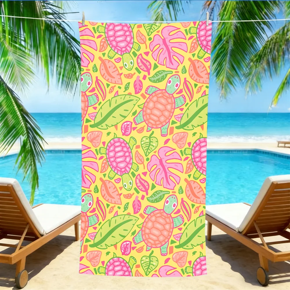 

Пляжное полотенце Tropical Turtle – мягкое, впитывающее полотенце из микрофибры с розово-оранжевым принтом черепахи для лета