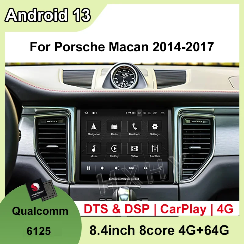 

8.4inch Qualcomm Android 13 8Core 8+128G car radio BT GPS Car Multimedia Stereo DSP 360 Navigation For Porsche Macan 2014-2017