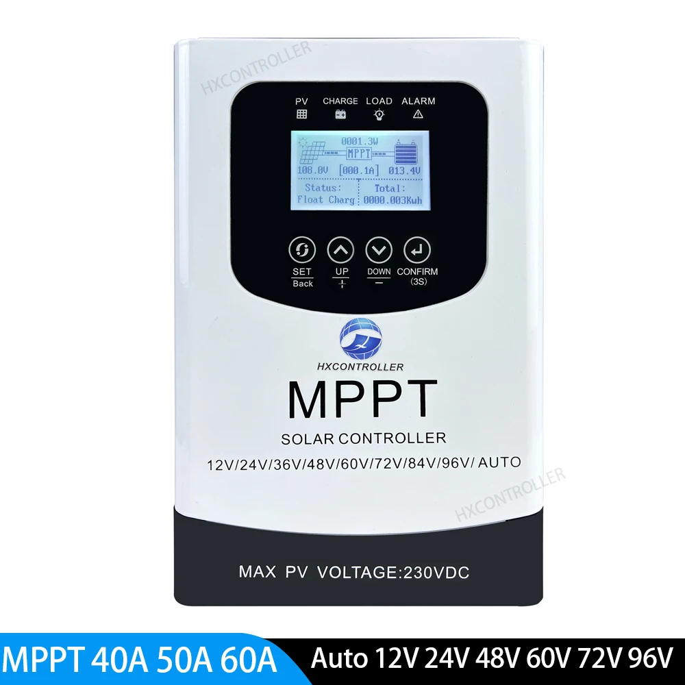 Mppt Controlador de Carga Solar Automático 12v 24v 48v 60v 72v 96v 230vdc Painel Solar para Lifepo4 Lítio Chumbo Ácido Gel 30a 40a 50a 60a