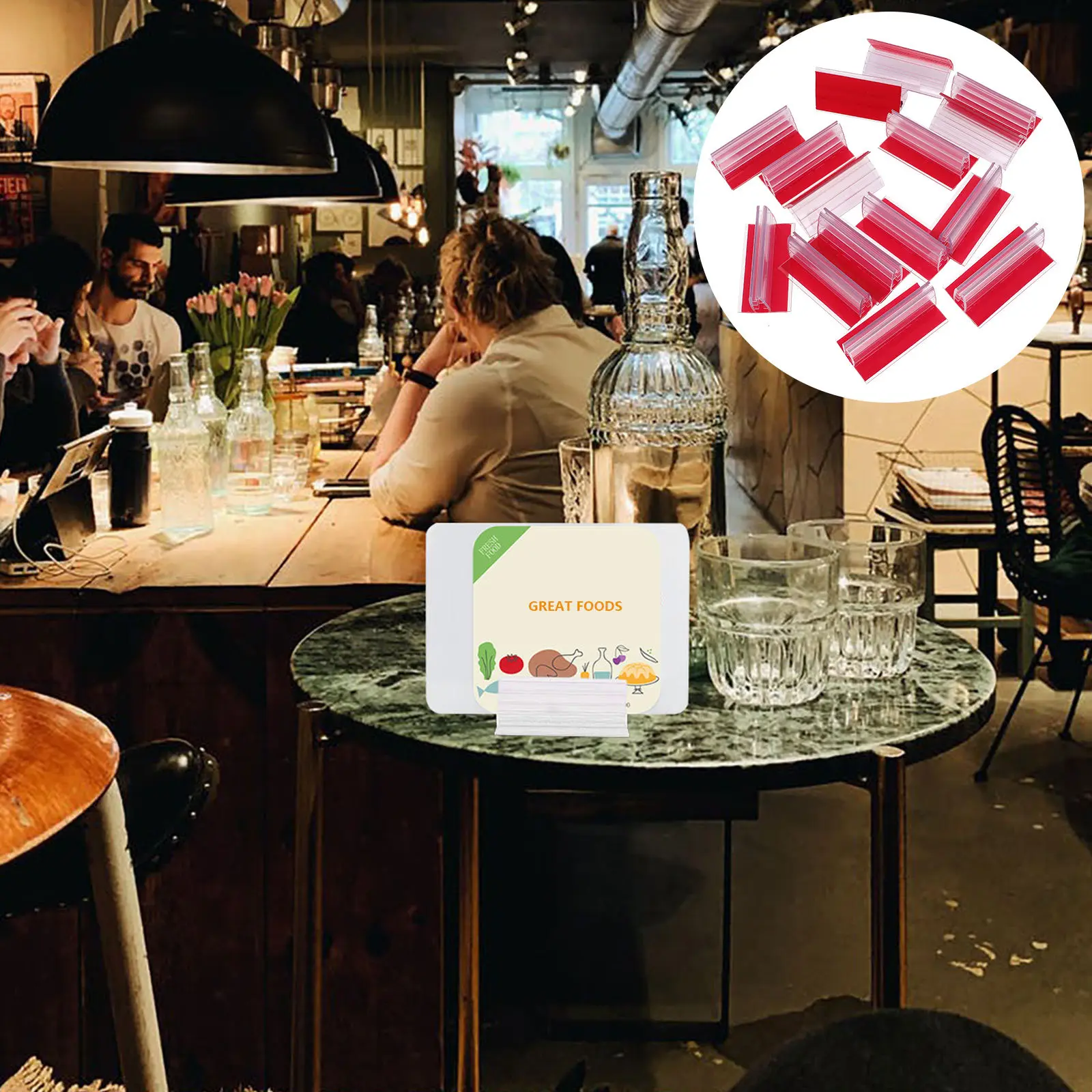 

Держатели для табличек (12 шт.): Прочные клейкие держатели для защитных экранов от брызг, фотографий, карточек, билетов, номерков столов, именных бейджей