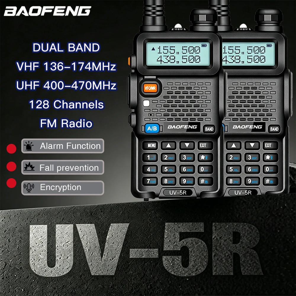 1/2PCS Baofeng UV-5R Dual Band VHF/UHF 5W Walkie Talkie 128C