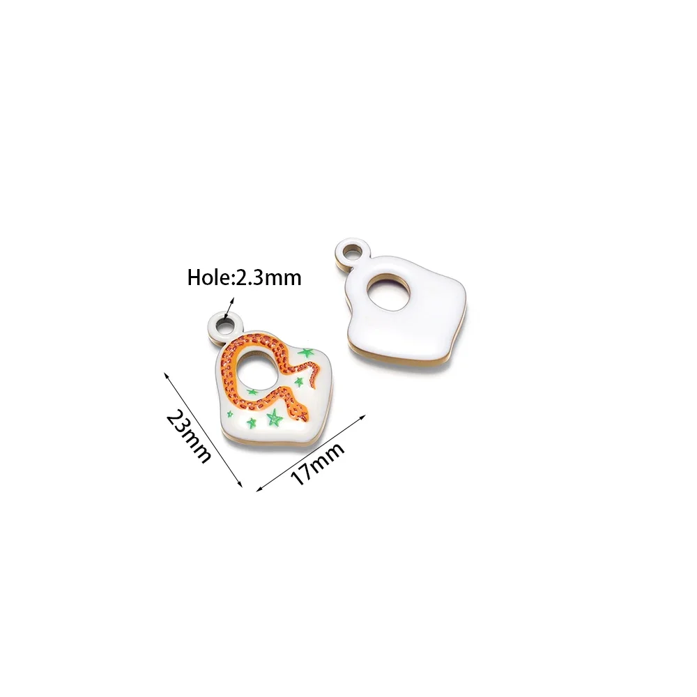 5 Stück Edelstahl Unregelmäßige Quadratische Emaille-Anhänger für Damen DIY Halsketten Schmuckherstellung Ohrringe Armbänder Großhandel – Detail 1