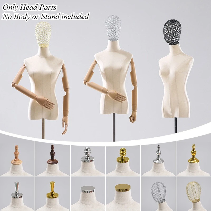 Male Female Electroplated Mannequin Head And Head Cover Metal Display Props Accessories Mannequin Head Model No Body Included