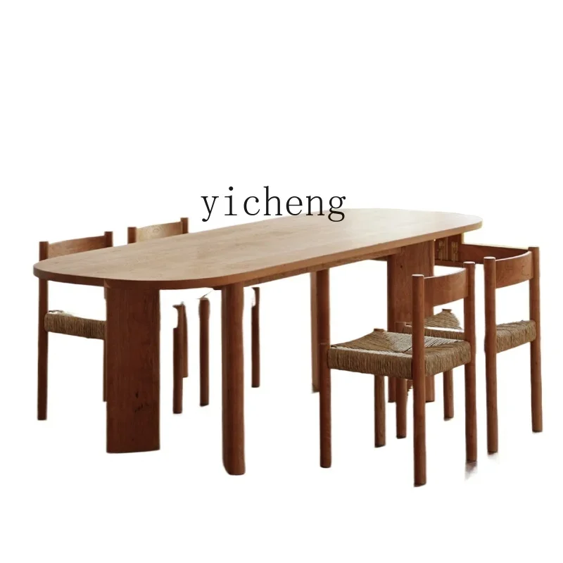 

Zf long table dining table household solid wood long retro workbench office