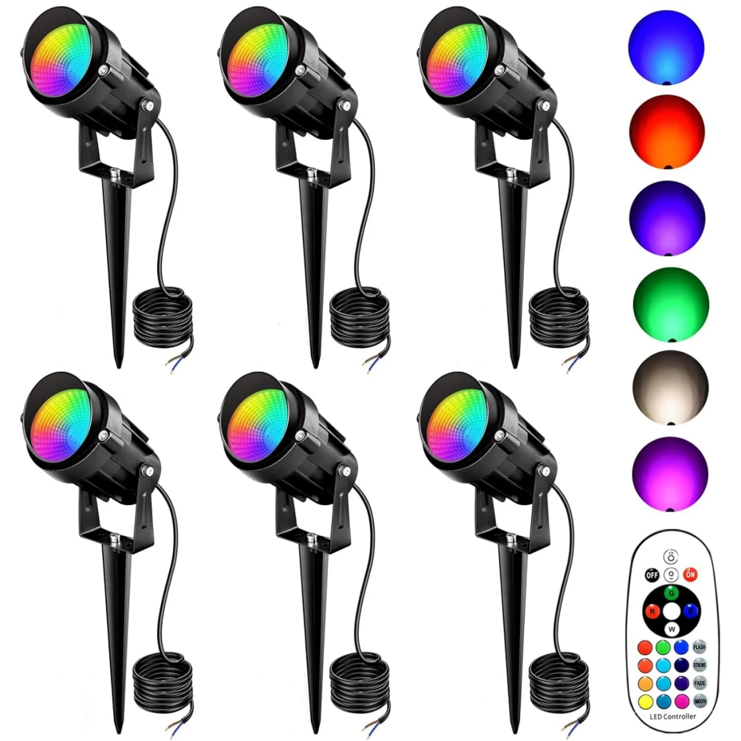 

Низковольтное ландшафтное освещение 12 В RGBW, меняющее цвет, водонепроницаемый уличный прожектор для сада, двора, лужайки, праздничного рождественского декора