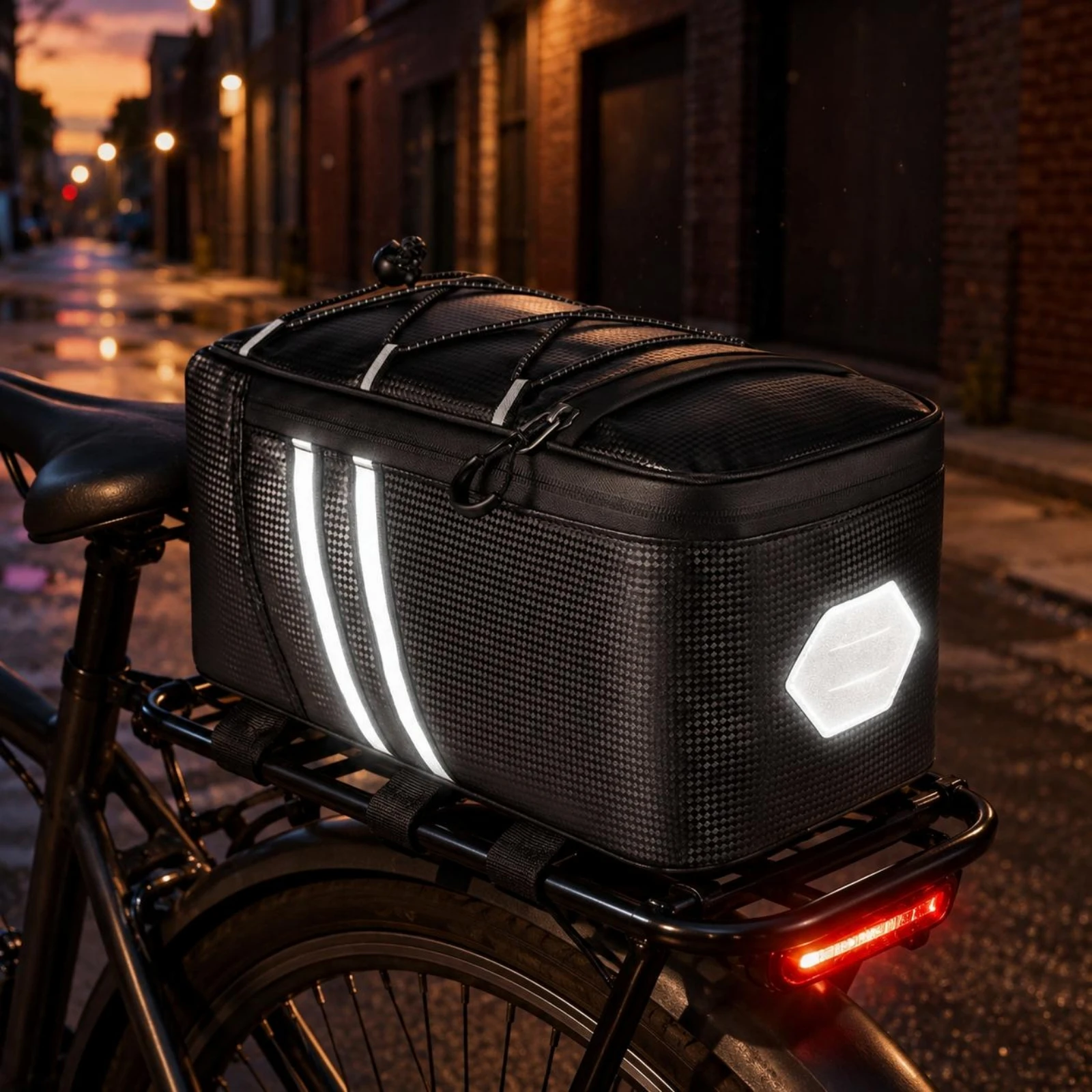 

Cycle Rear Cargo Bag Bungee Cord Rear Rack Cargo Bag Electric Bicycle Trunk Pannier Structured Sports Gear Sturdy