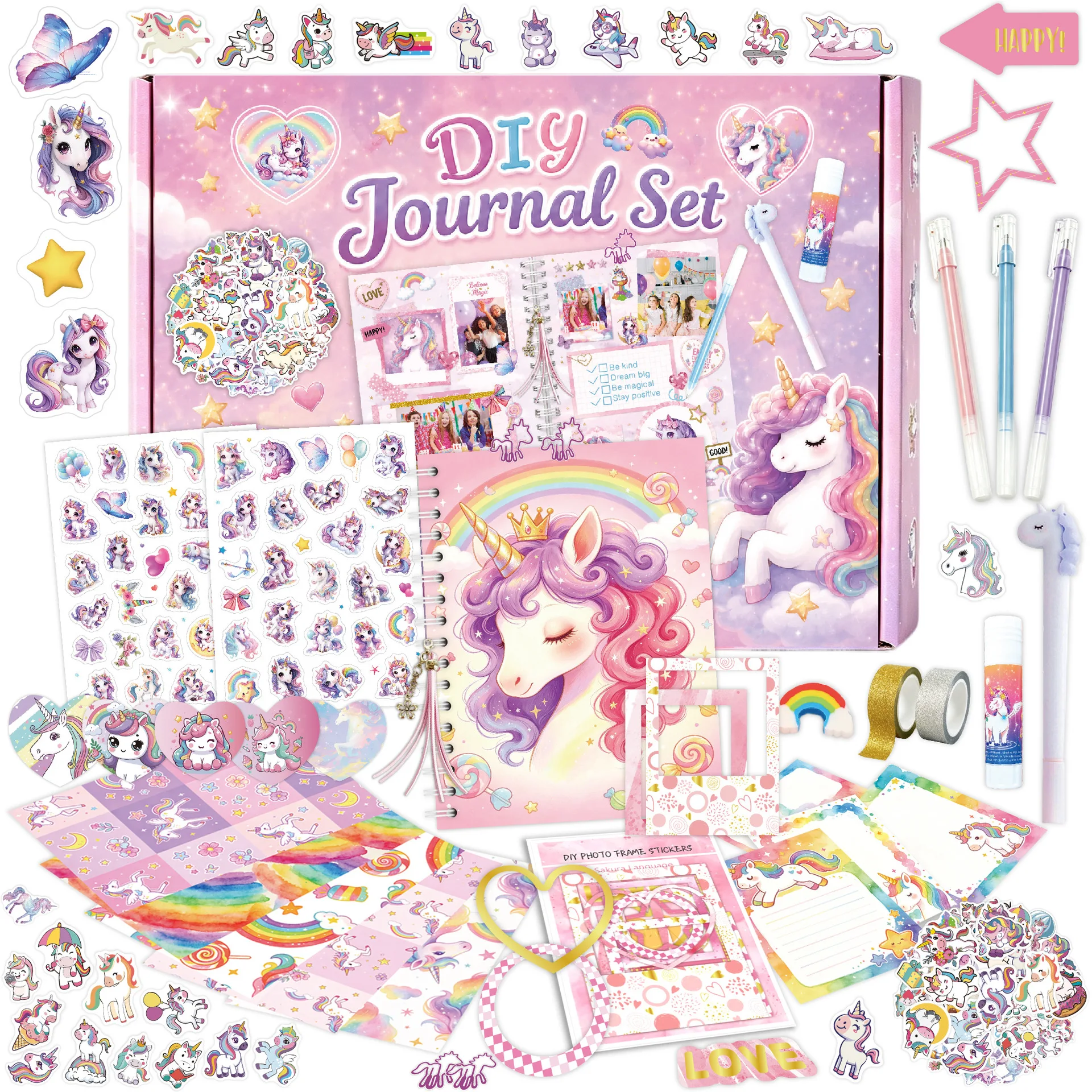 unicorn-diy-journal-kit-rainbow-scrapbook-set-for-kids-girls-ages-4-art-craft-diary-notebook-magic-birthday-gift-toy-activity