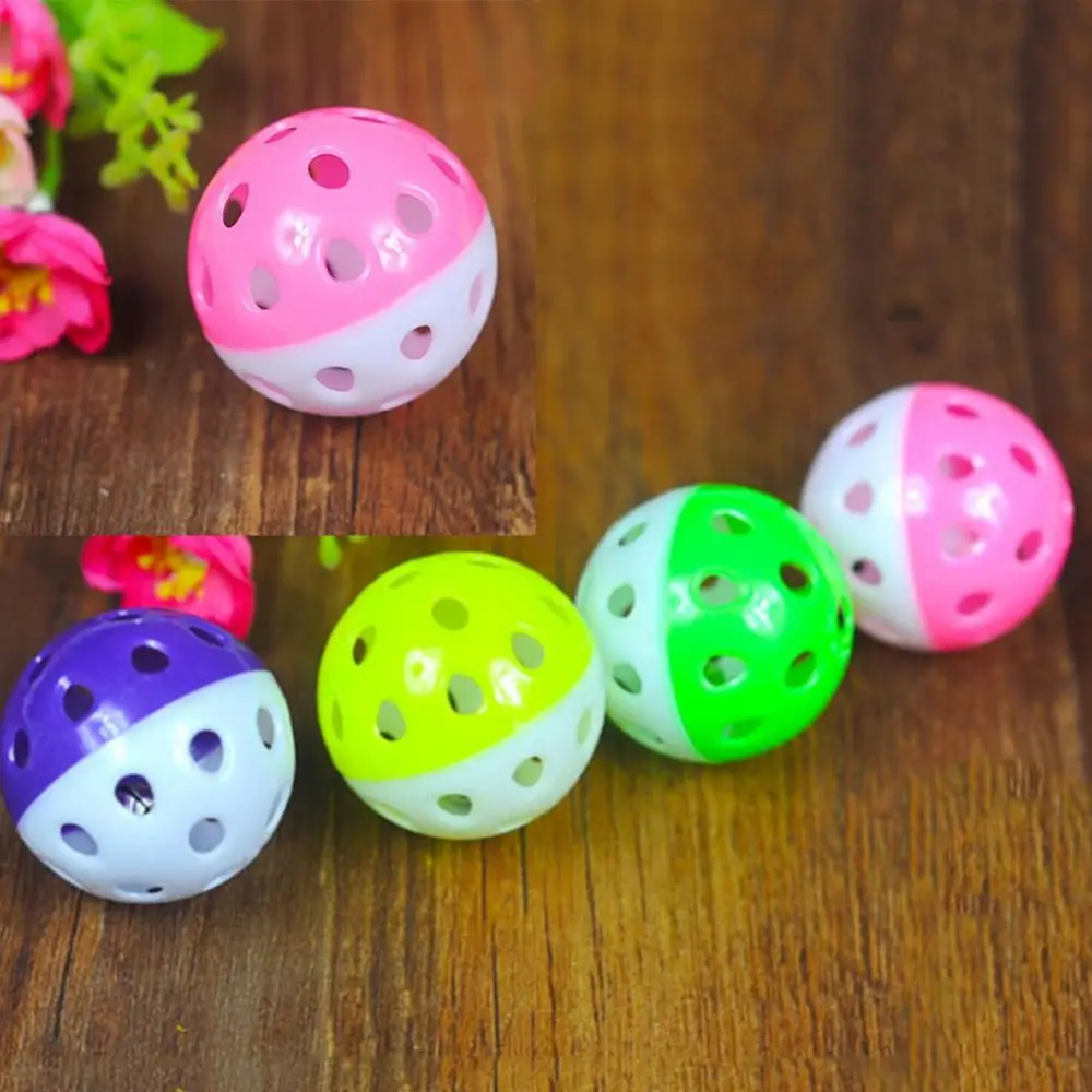 Hollow Out Bell Ball Pet Cat Toy With Bell  Plastic Puppy Cat Round Play Ball  Rattle Pet Chew Toys Grinding Teeth Toy For Cats