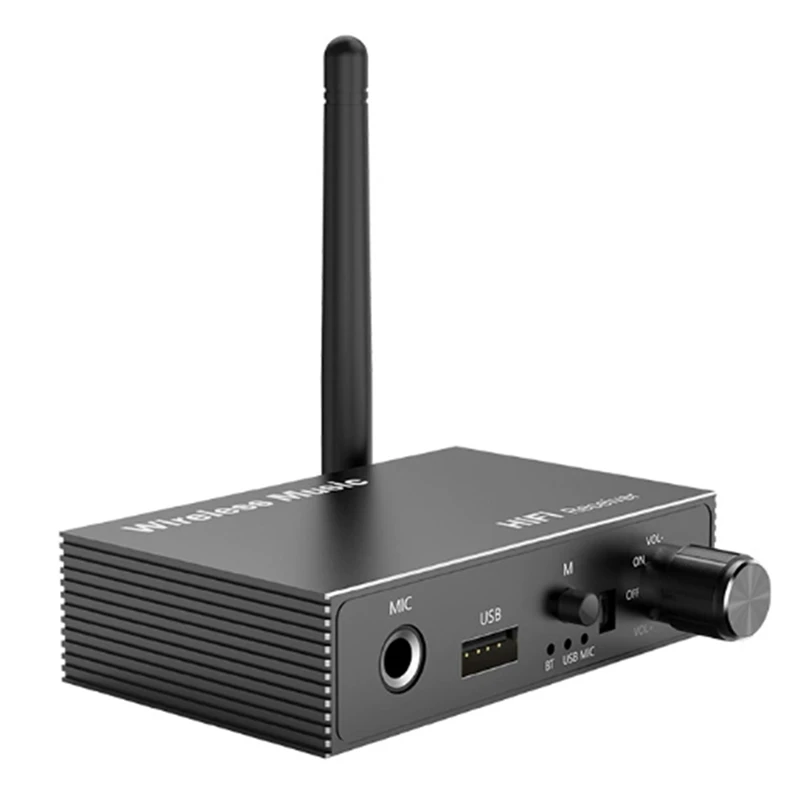 Optical Fiber Coaxial Bluetooth 5.3 Audio Receiver Old-Fashioned Speaker Amplifier Microphone Karaoke USB Player-A19I