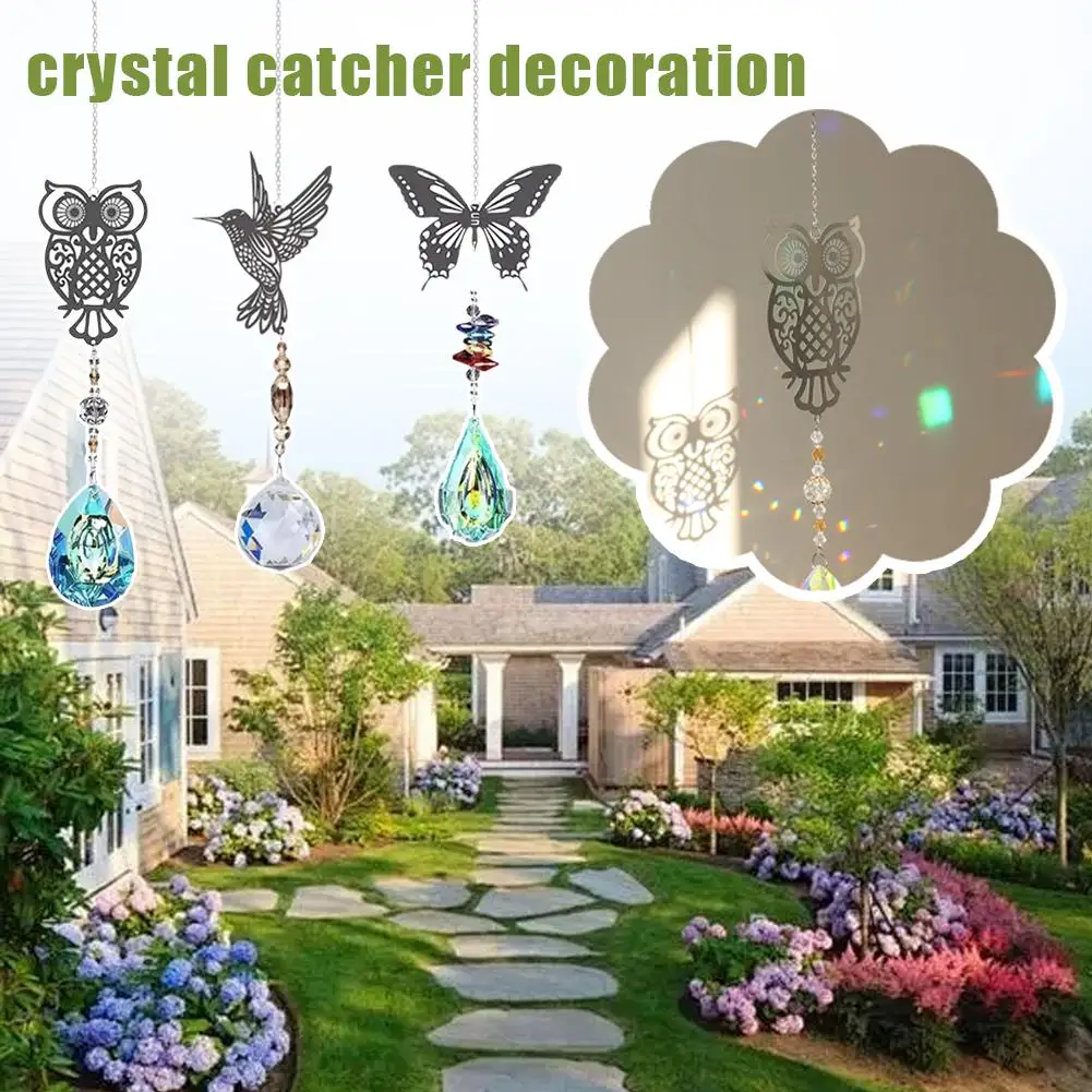 Crystal Suncatcher Animal Hummingbird Pendant ForHome Garden Supplies Decoration Gathering Wall Outdoor Party Window Light G0U1