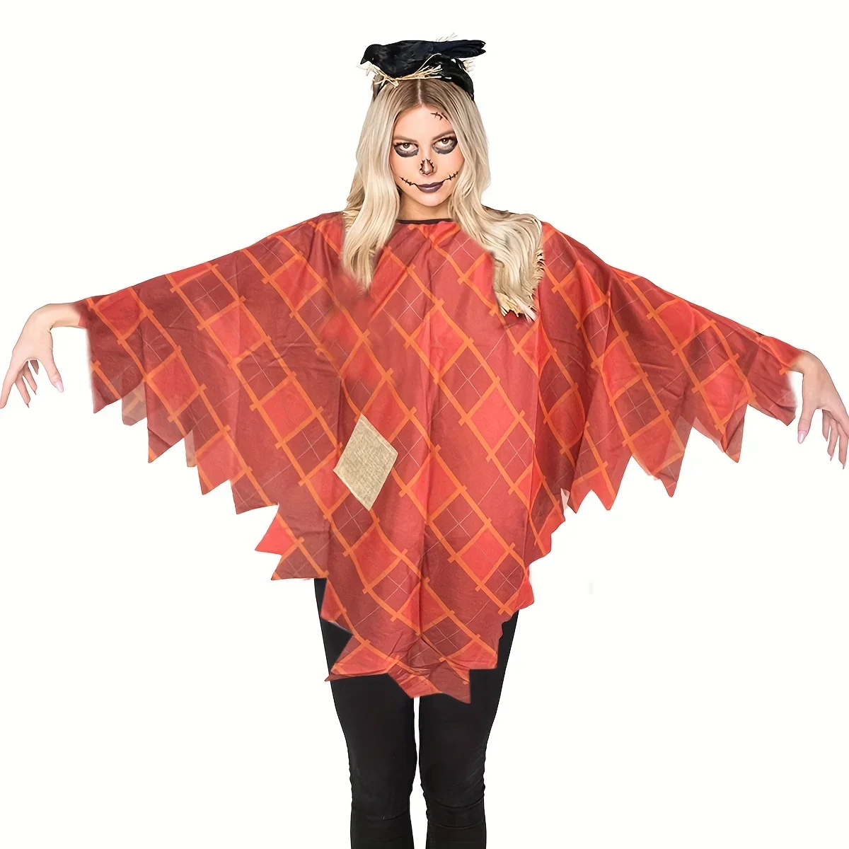 هالوين الفزاعة زي الديكور عباءة حمراء متقلب عباءة الساحرة معالج عباءة